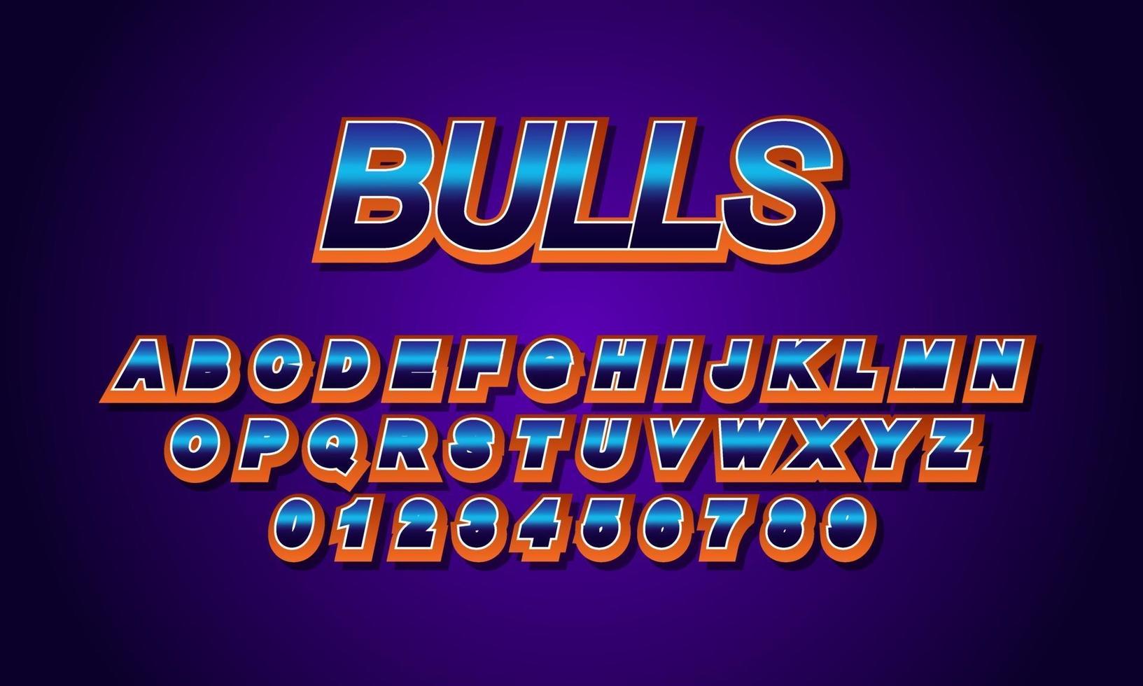 bulls font alphabet vector