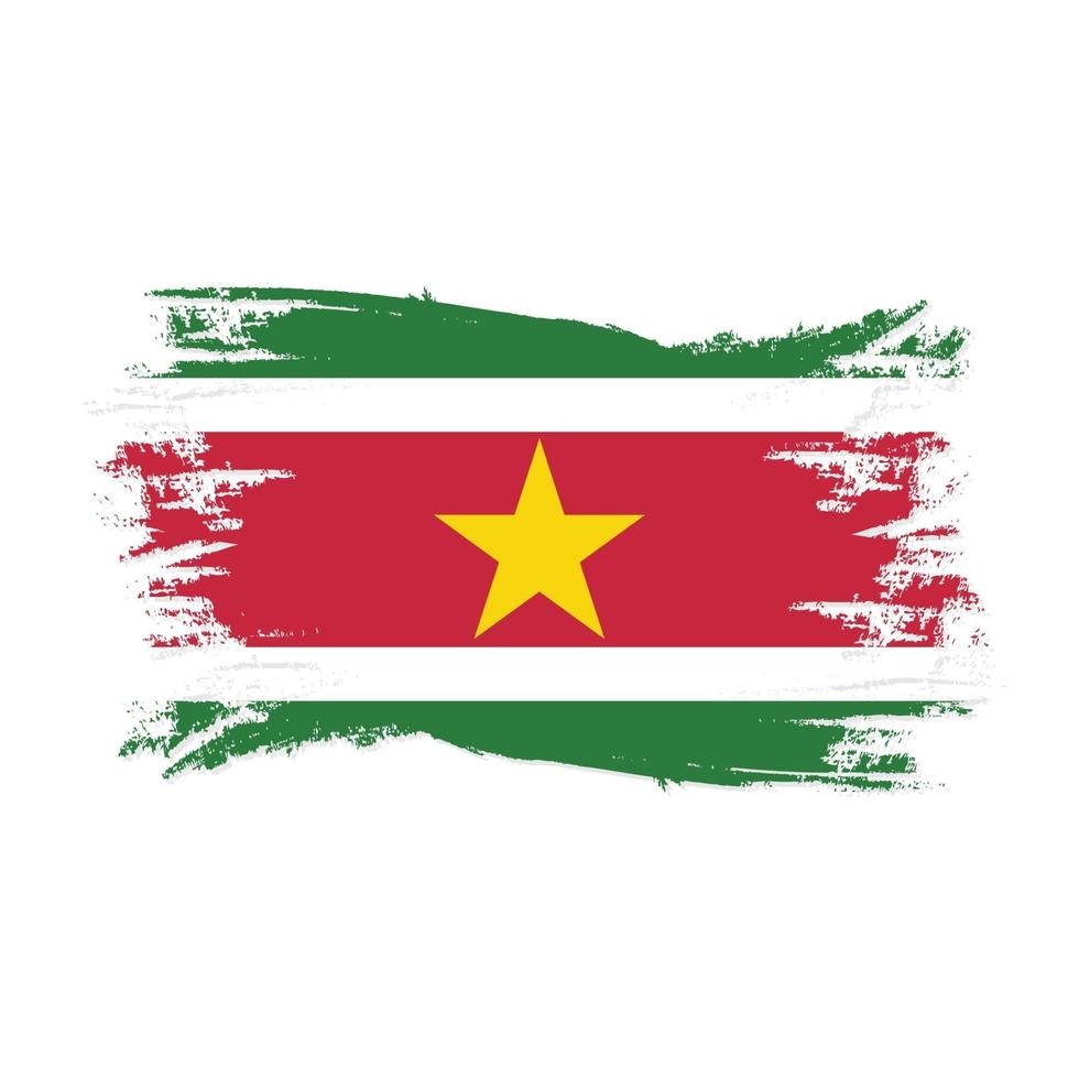 Suriname Flag With Watercolor Brush style design vector Illustration