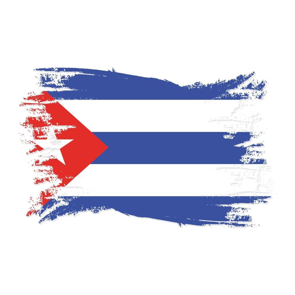 Bandera de Cuba con ilustración de vector de diseño de estilo de pincel de acuarela