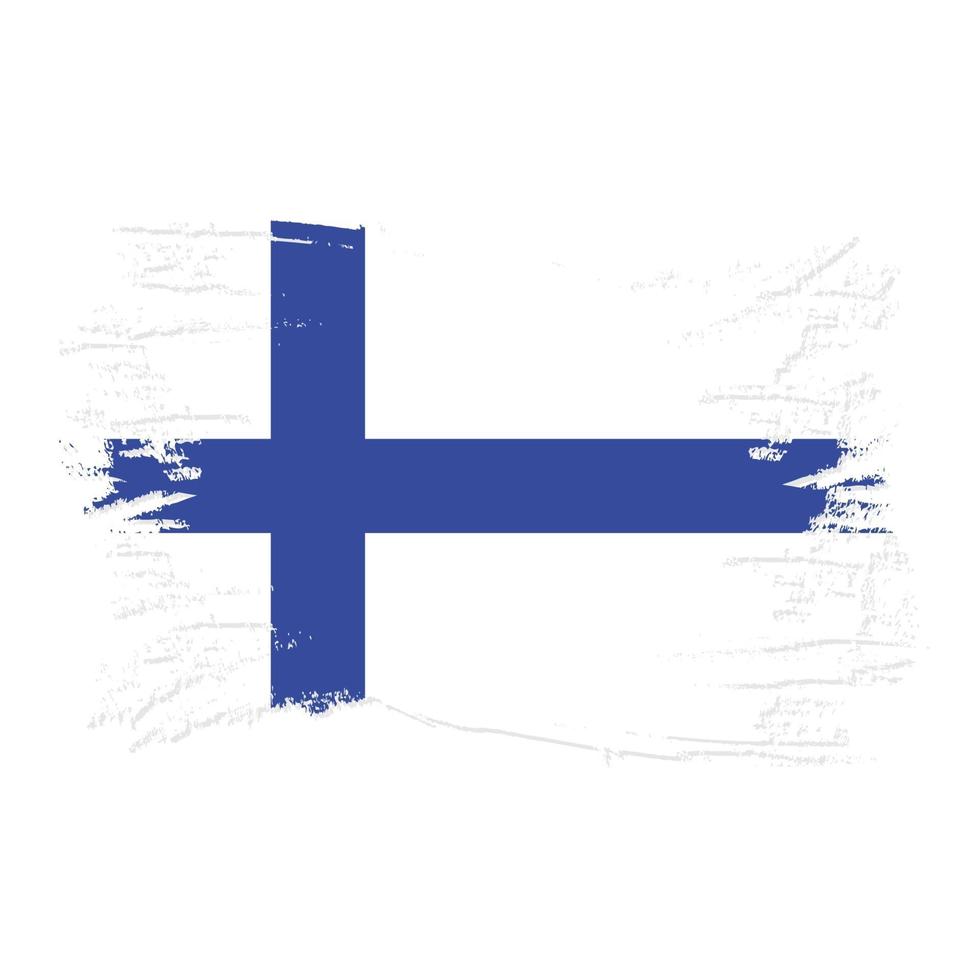 Bandera de Finlandia con ilustración de vector de diseño de estilo de pincel de acuarela