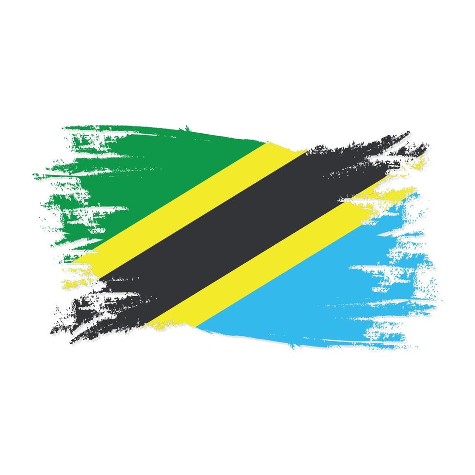 Bandera de tanzania con ilustración de vector de diseño de estilo de pincel de acuarela