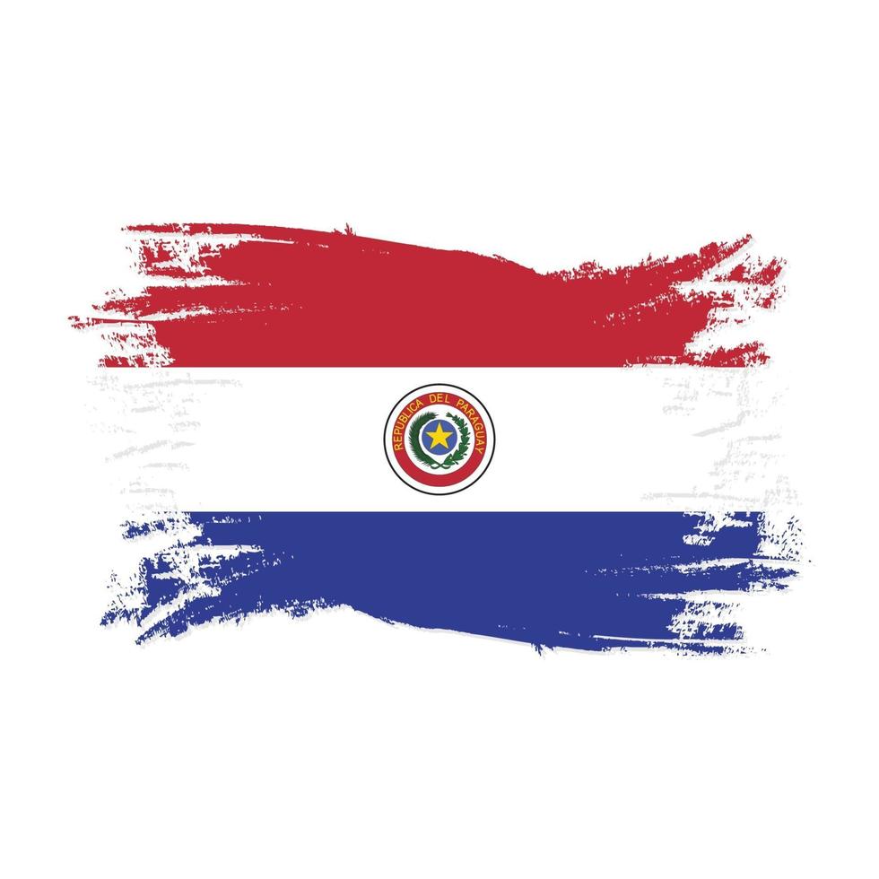 Paraguay Flag With Watercolor Brush style design vector Illustration