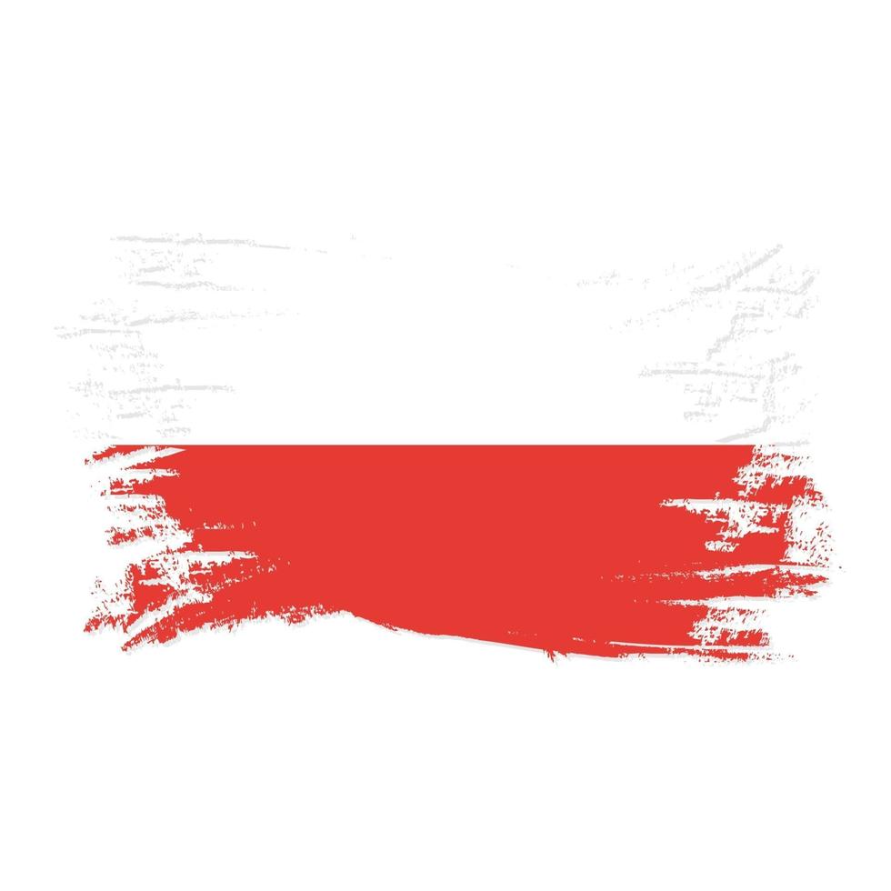 Bandera de Polonia con ilustración de vector de diseño de estilo de pincel de acuarela