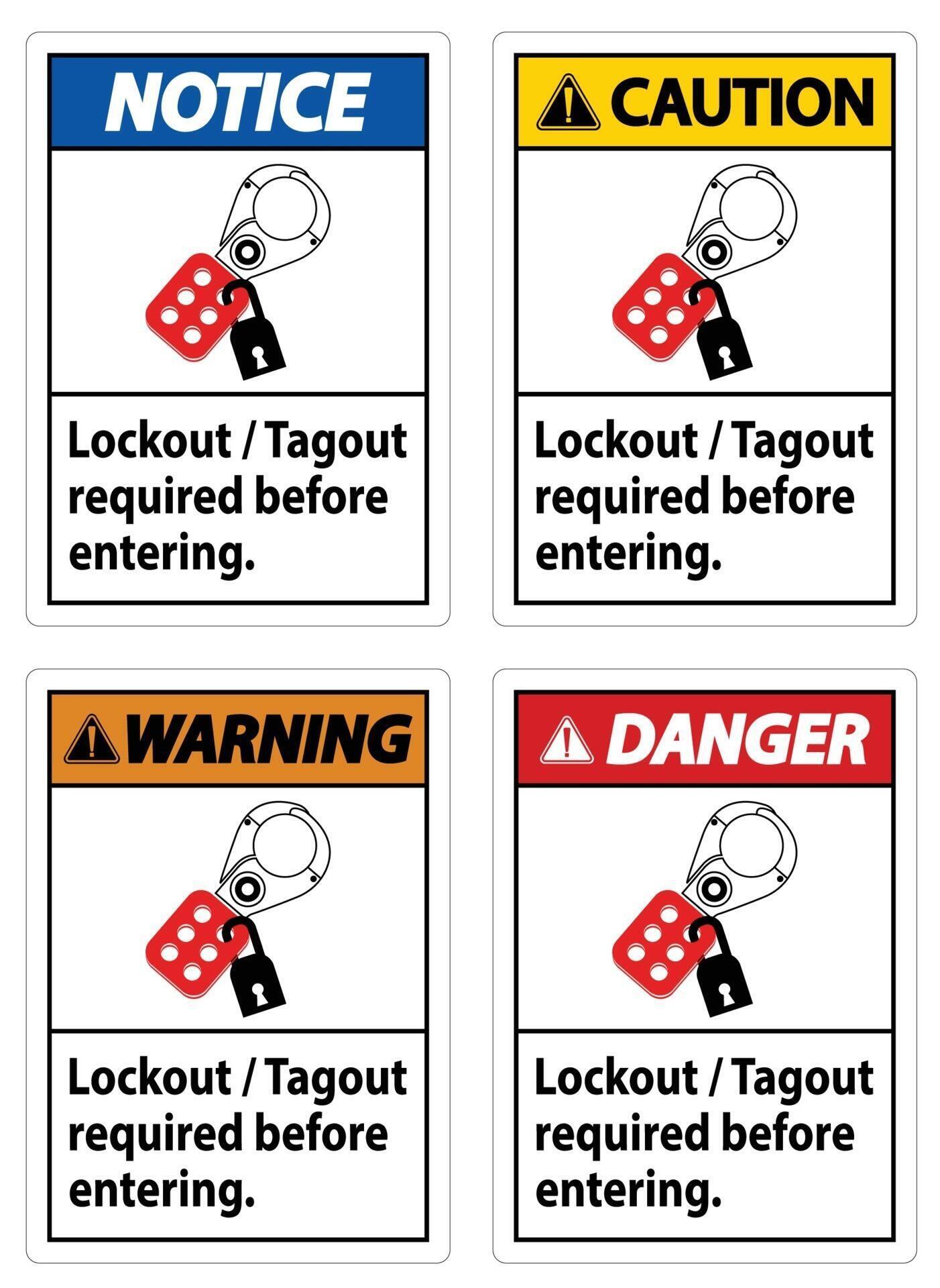 Warning Sign Lockout ,Tagout Required Before Entering 3031204 Vector