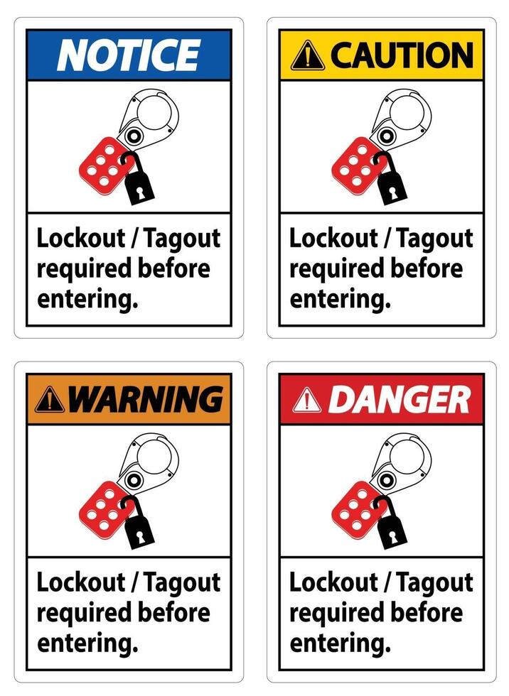 Warning Sign Lockout ,Tagout Required Before Entering vector