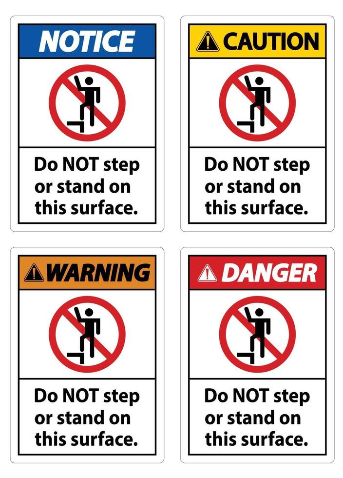 Do NOT step or stand on this surface. vector