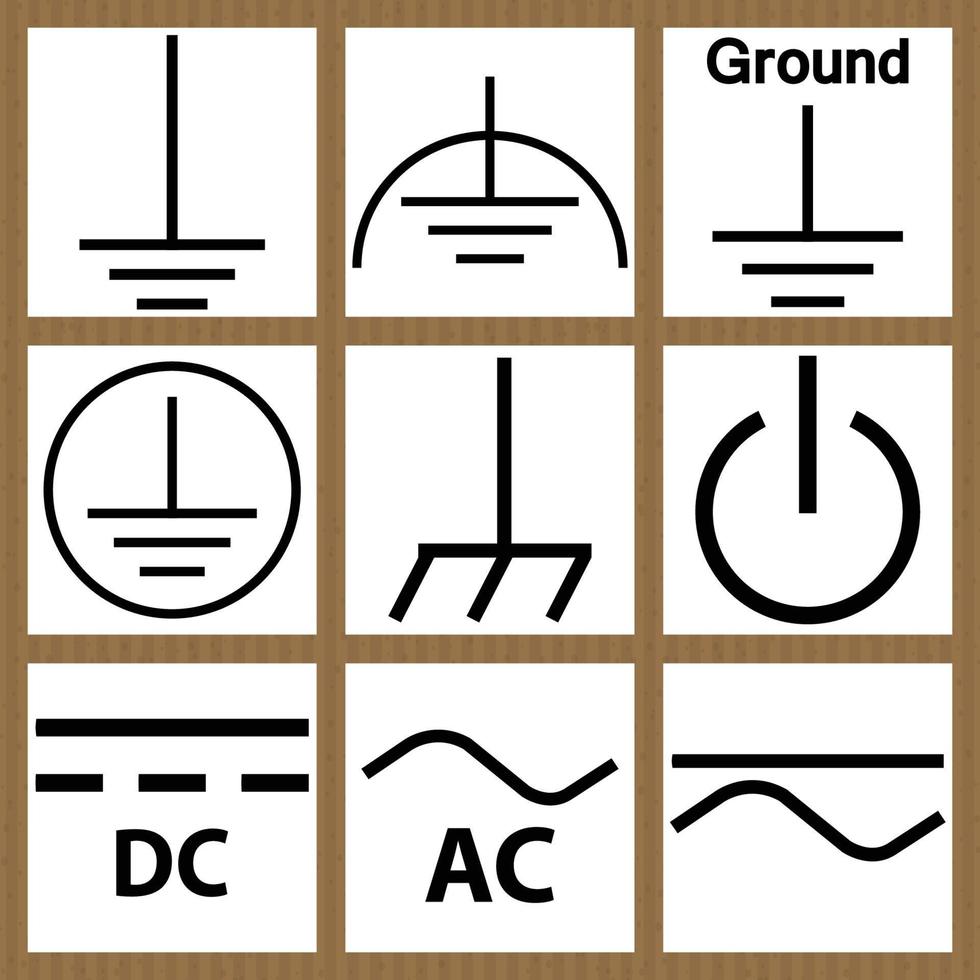 Protective Earth Ground,DC,AC circuit power Symbol Sign vector