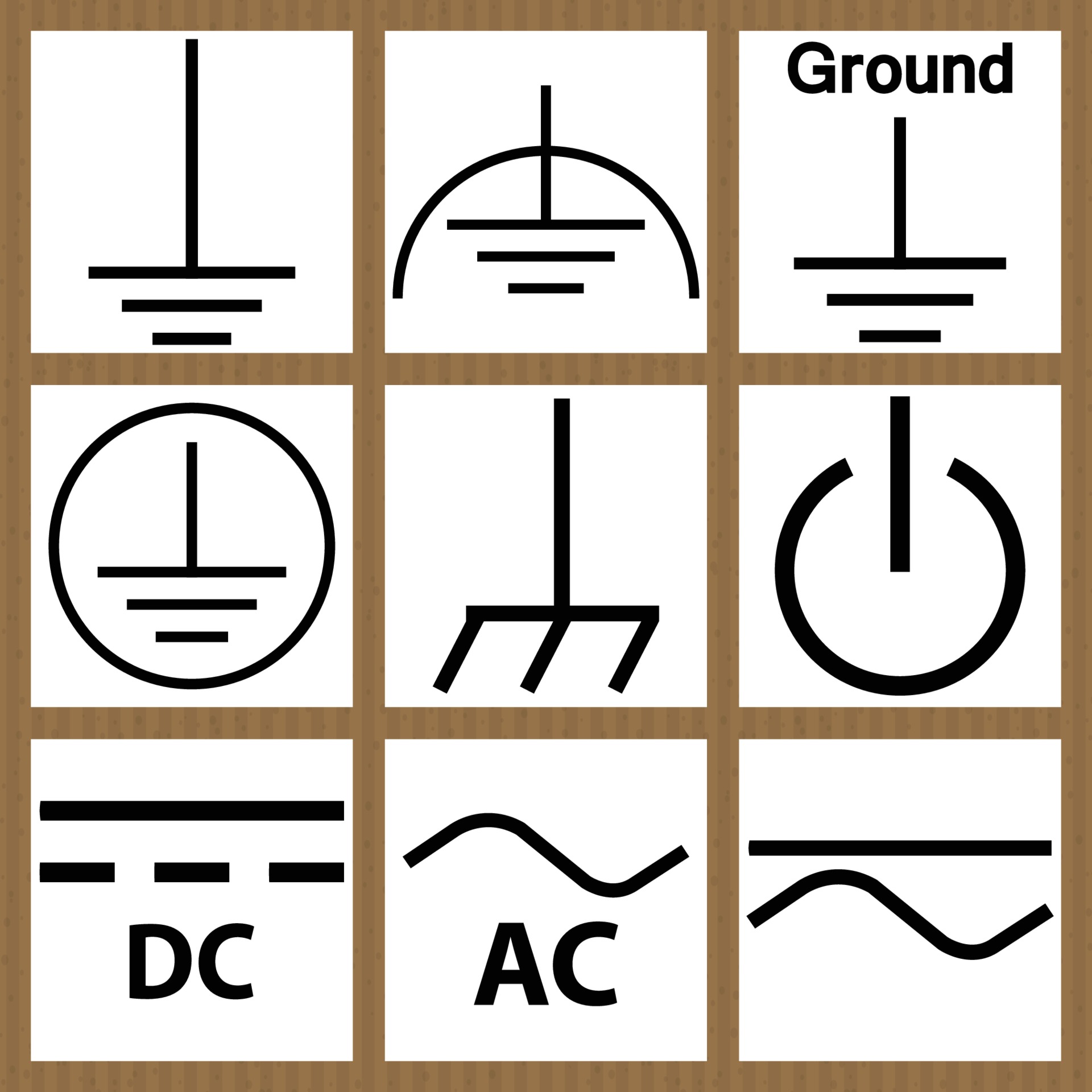 Protective Earth Ground,DC,AC circuit power Symbol Sign 3031211 Vector