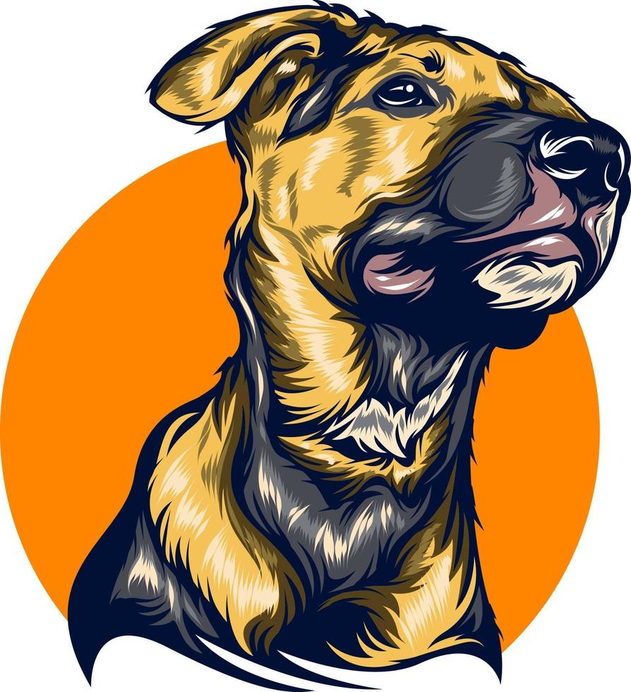 dog illustration with solid color vector