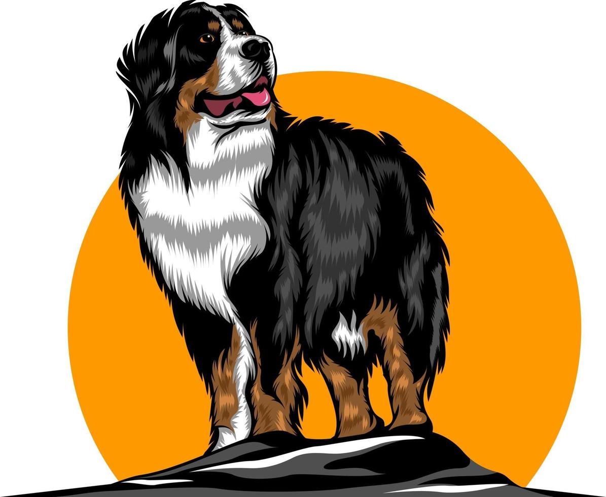 ilustración de perro con color sólido vector