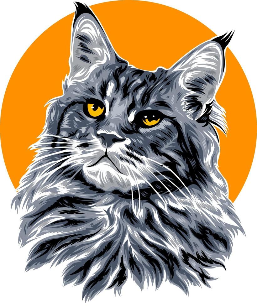 cat illustration with solid color vector