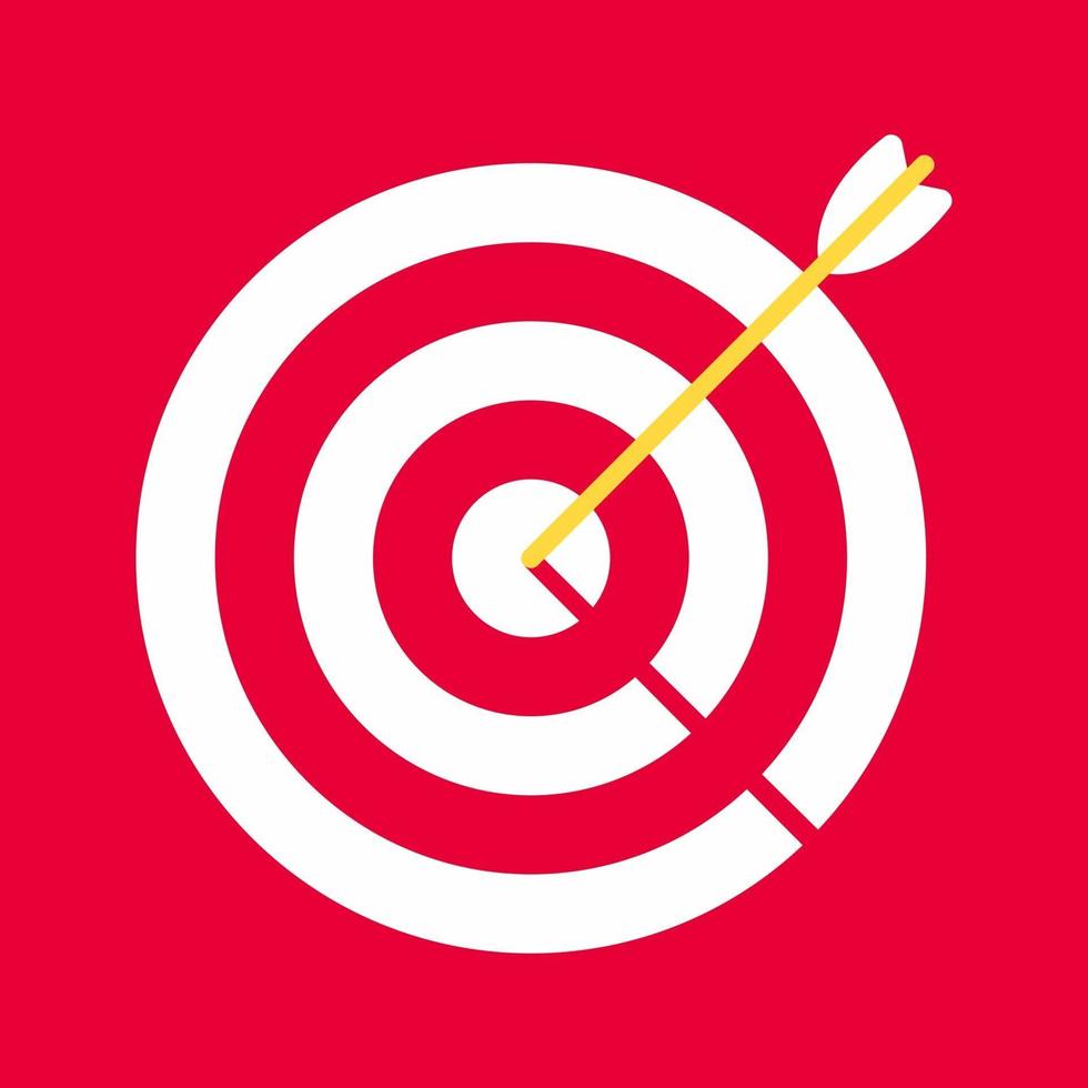 Red white target with arrow in the bullseye. vector