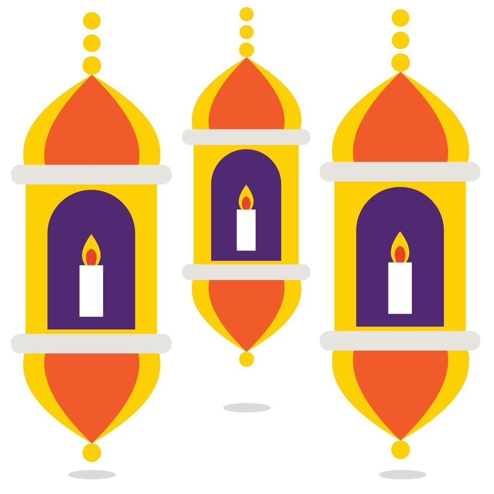 vector illustration of three Islamic lanterns