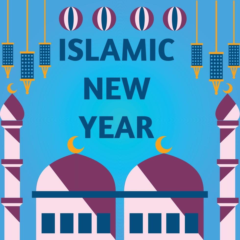 saludo islámico año nuevo 2021 plantilla de fondo vector