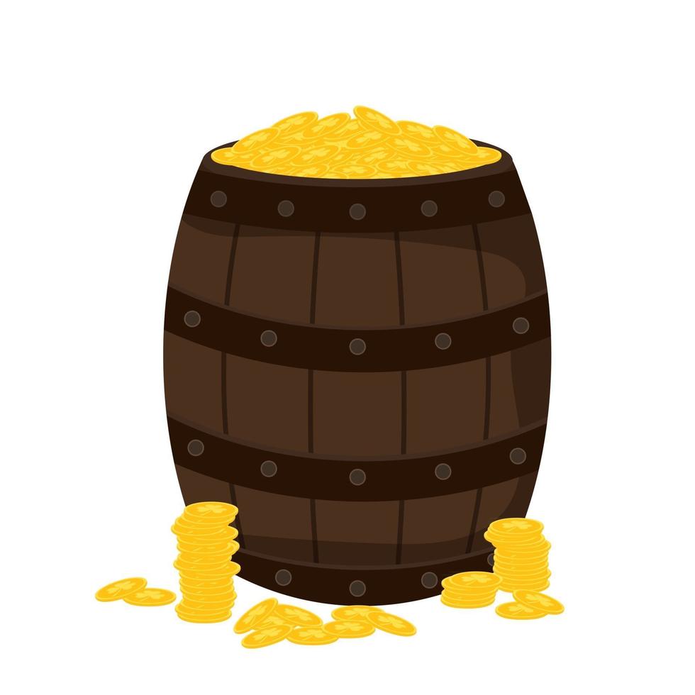 St.Patricks Day, barrel of gold, vector illustration cartoon style.