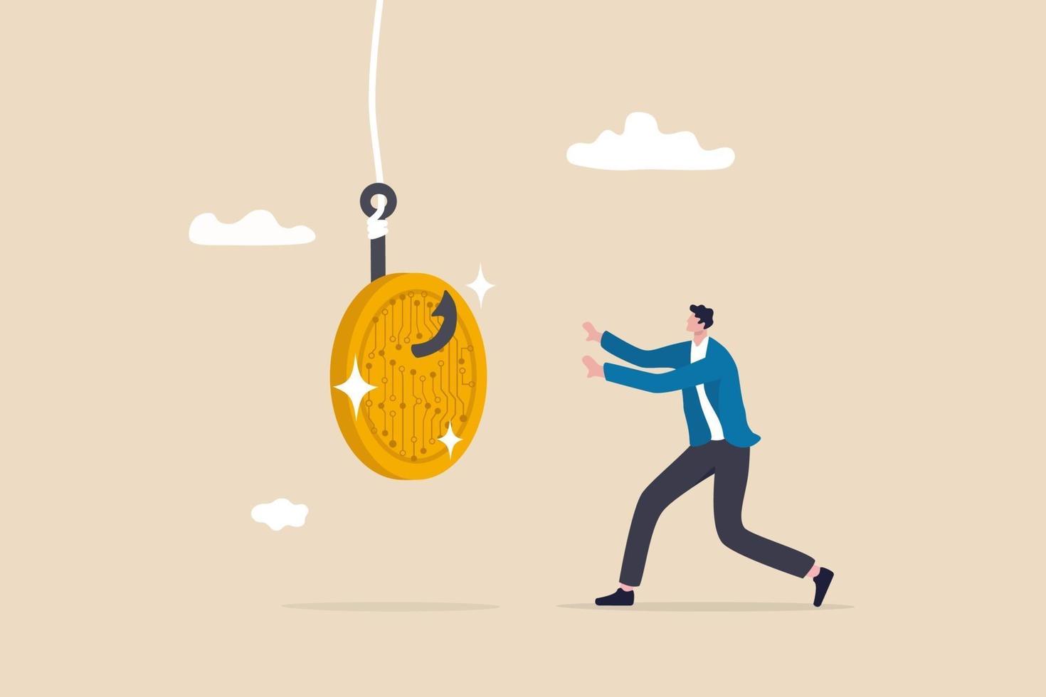 Crypto scams or fraud, liar create ICO initial coin offering vector