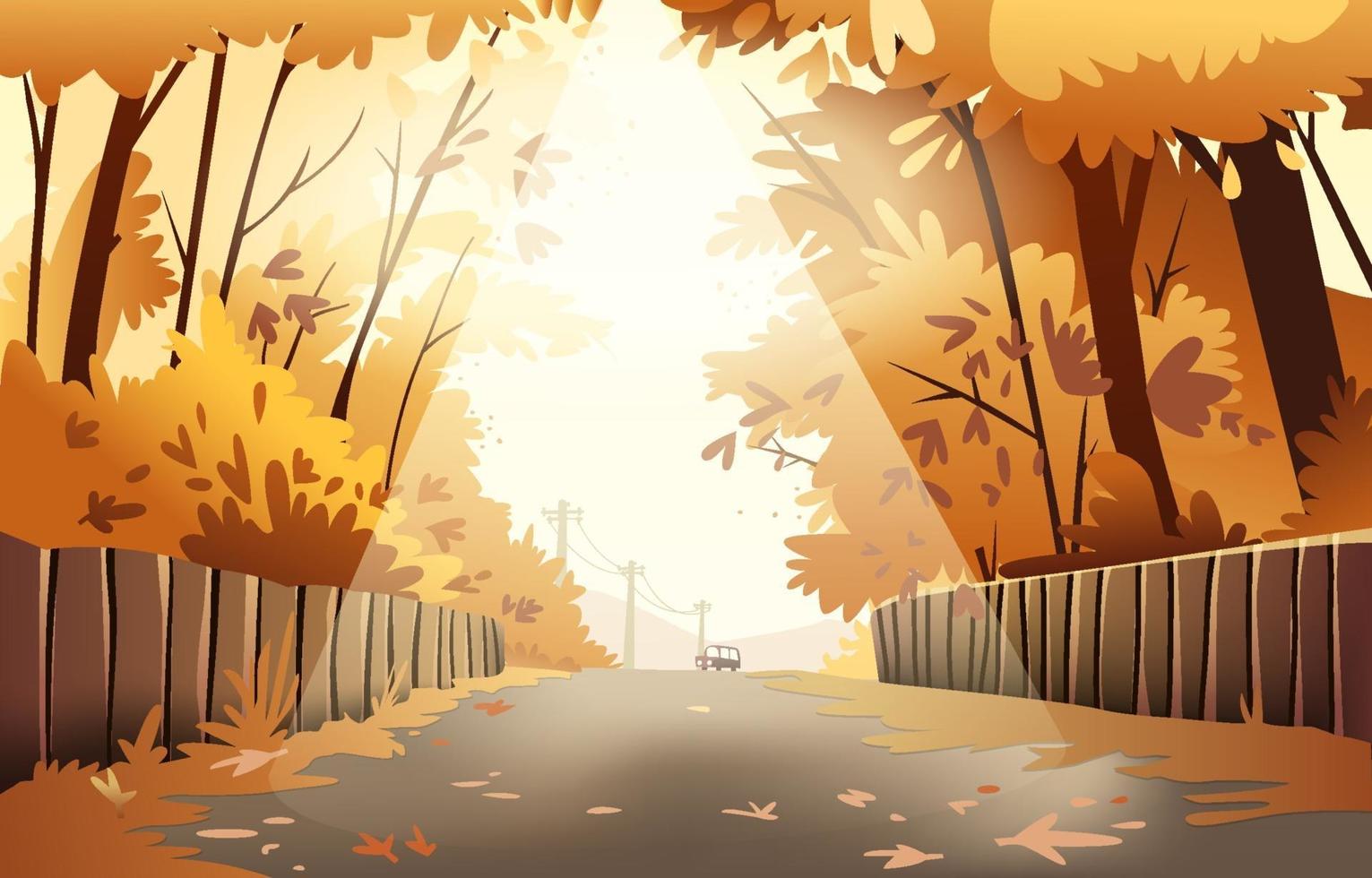 una tarde soleada calle en un largo otoño vector