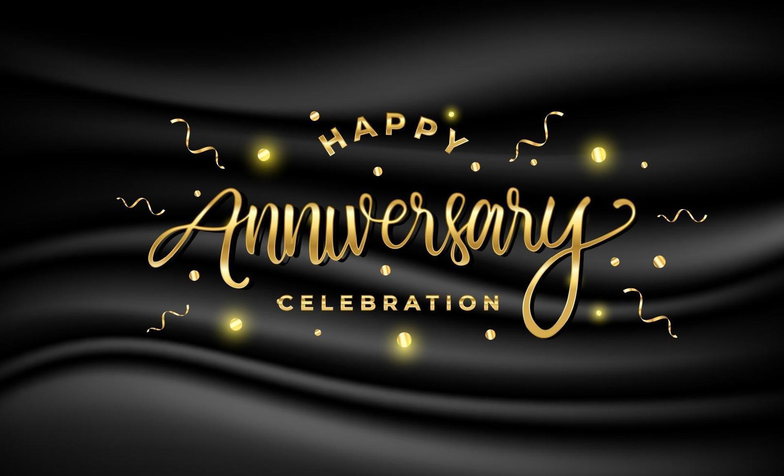 Happy Anniversary vector banner template with gold lettering