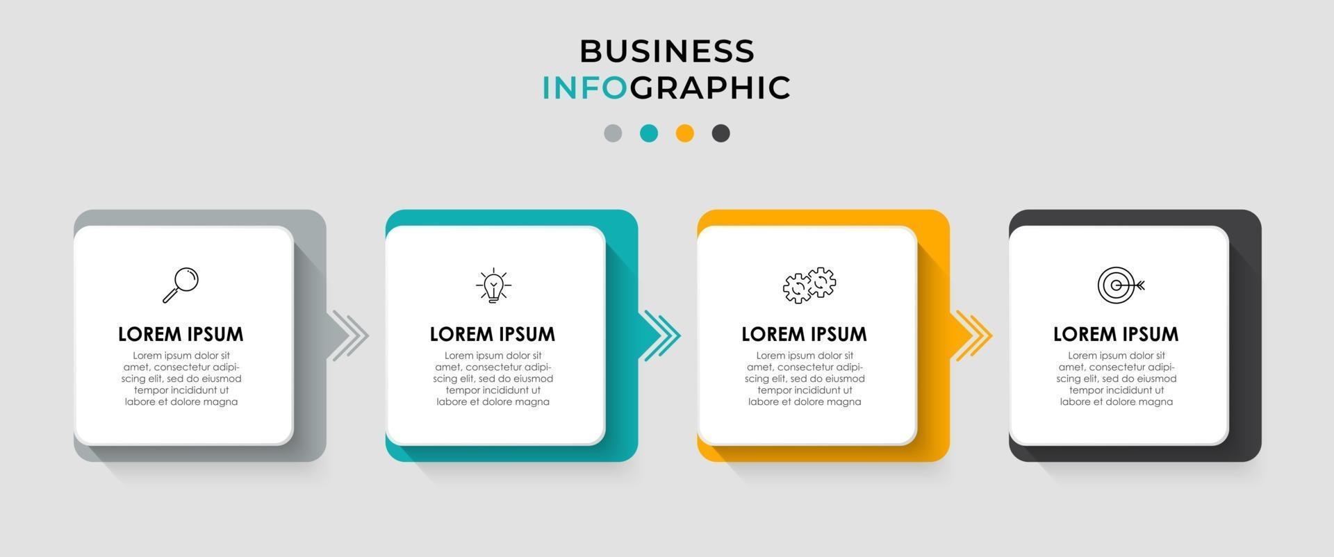 vector de plantilla de diseño infográfico con iconos y 4 opciones o pasos