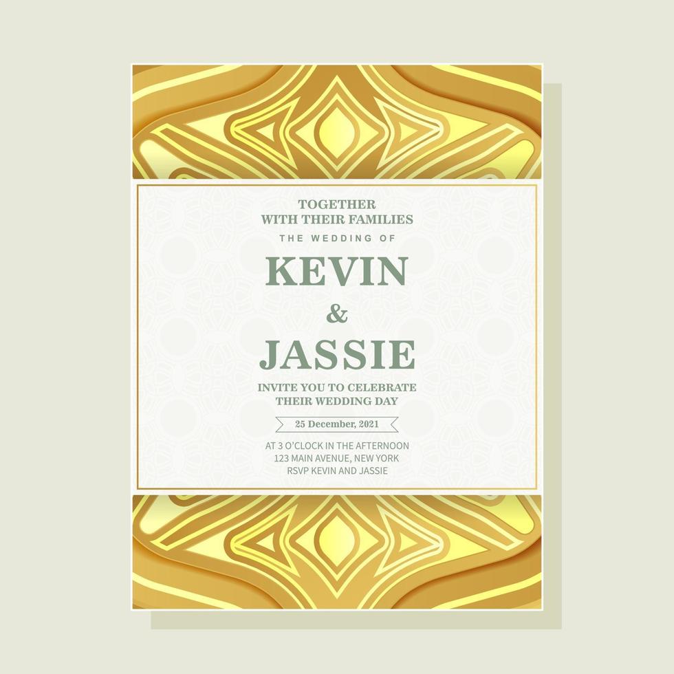 luxury wedding invitation with gold ornament vector