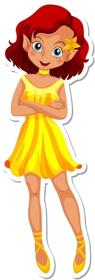 Cute fairy cartoon character sticker vector