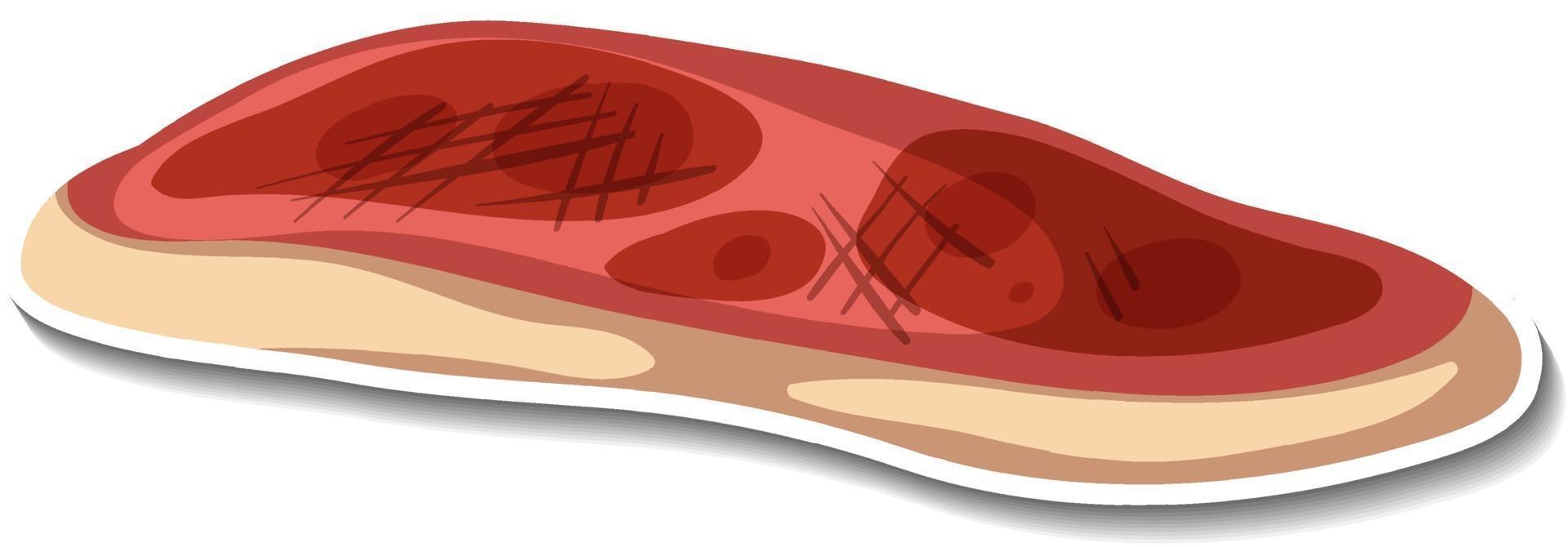 Raw meat sticker on white background vector