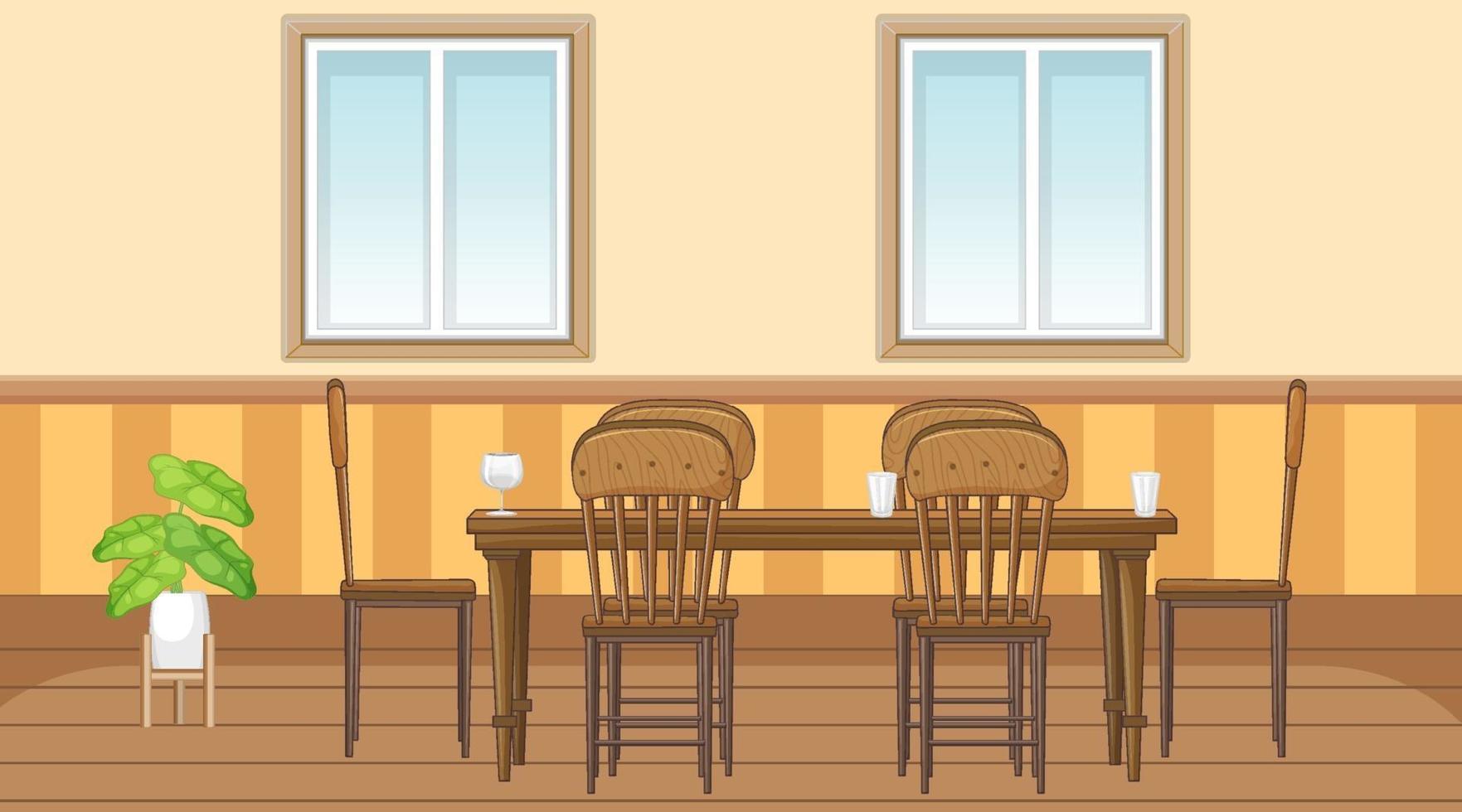 Diseño de interiores de comedor con muebles. vector