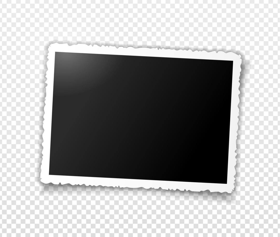 Retro photo frame with figured wavy edges and shadow. Template vector