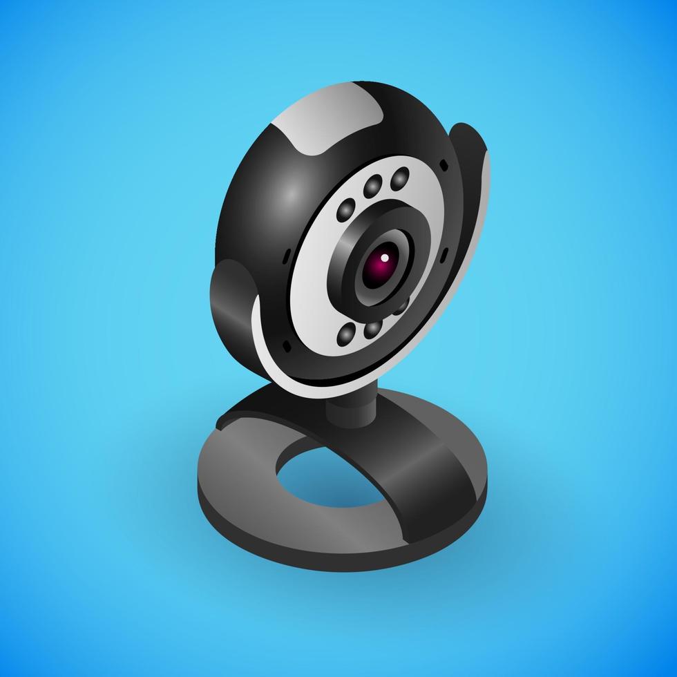 Realistic portable webcam in isometry. Vector isometric illustration