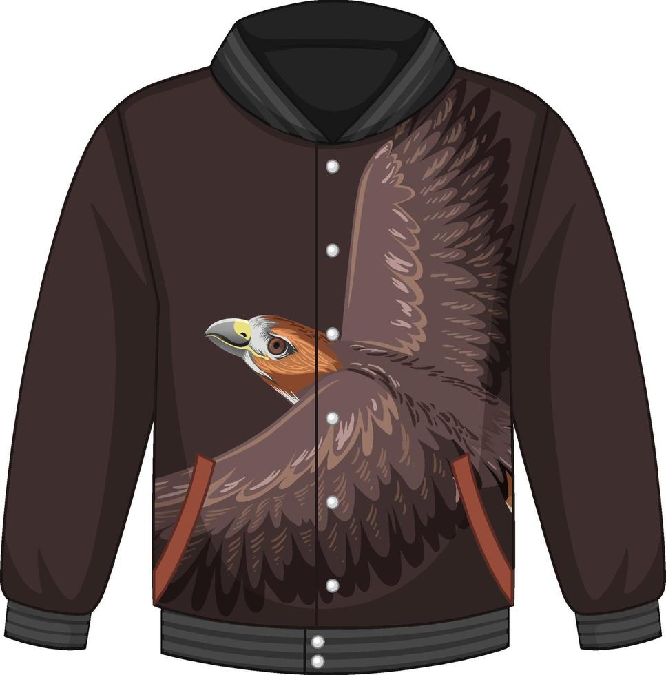 Front of bomber jacket with hawk pattern vector