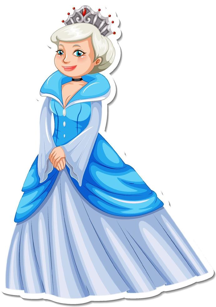 Beautiful queen cartoon character sticker vector