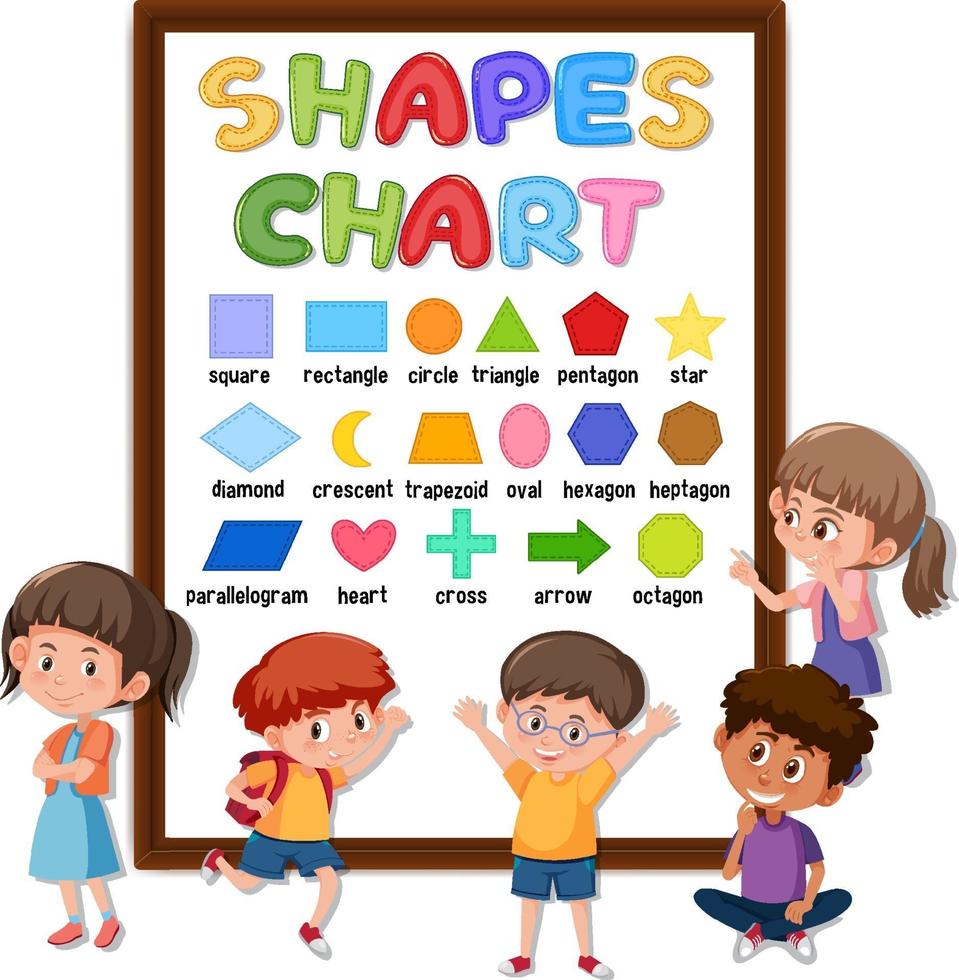 Shapes chart board with many kids vector