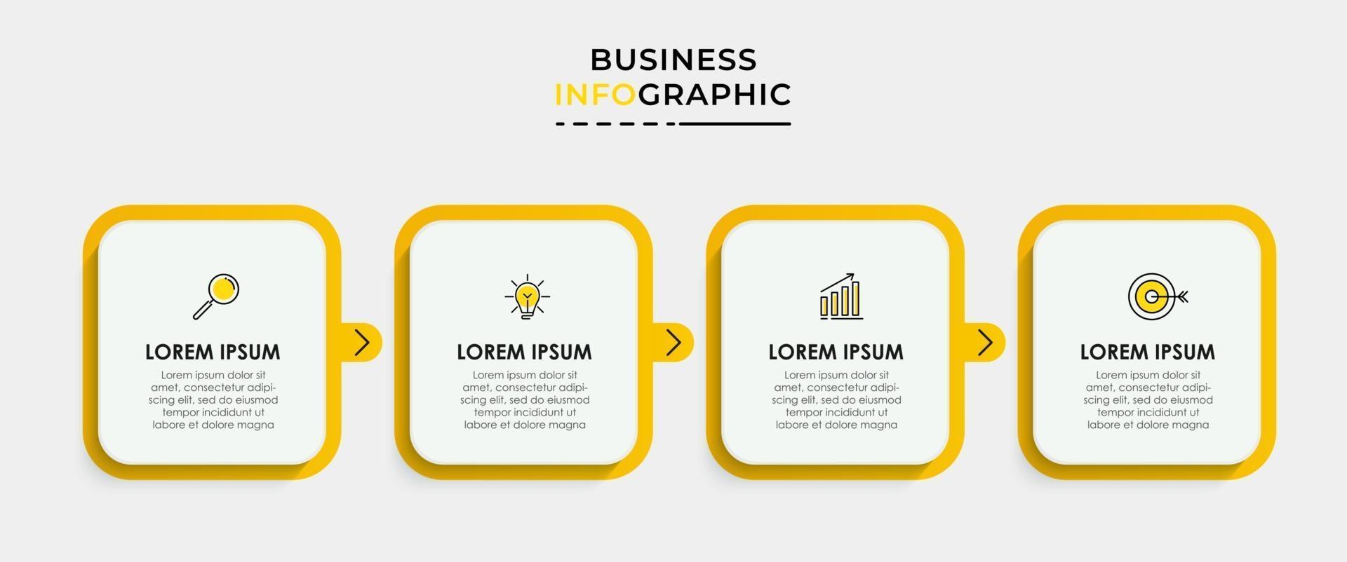 vector de plantilla de diseño infográfico con iconos y 4 opciones o pasos