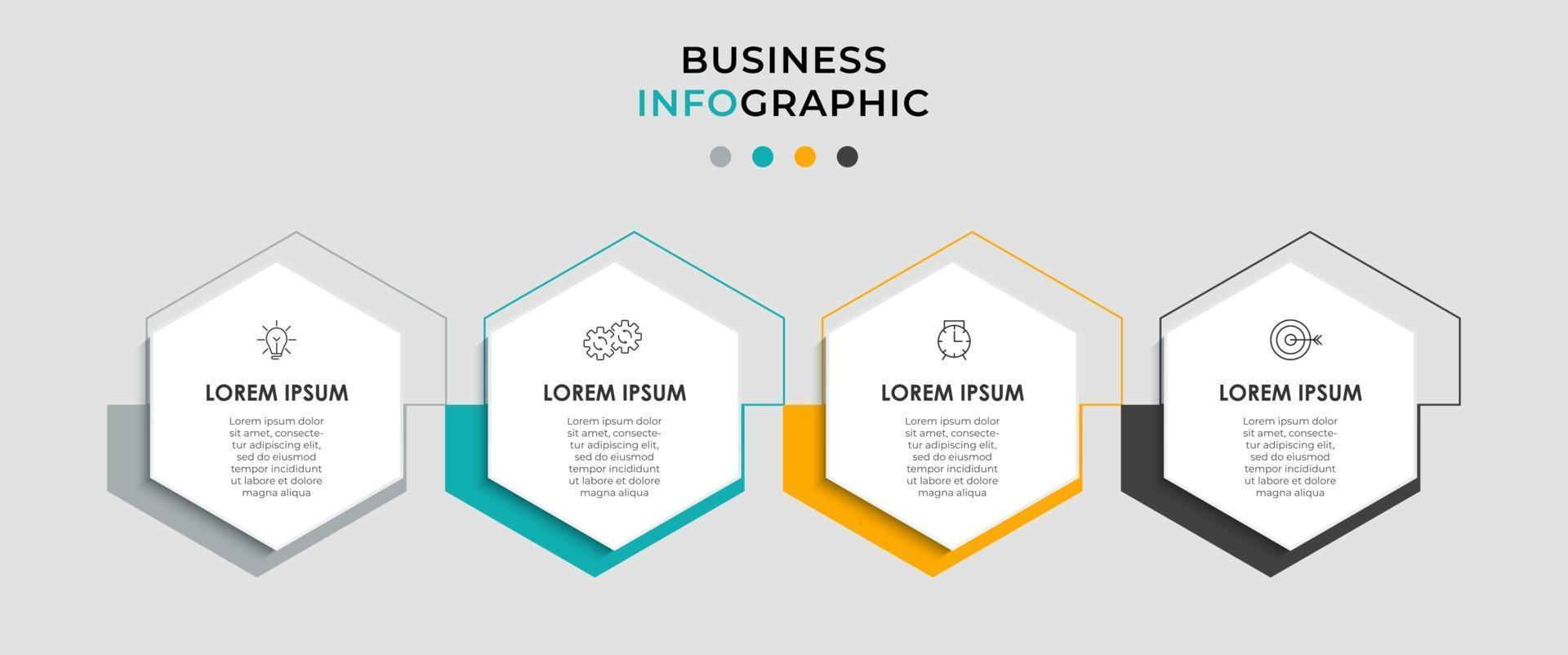 vector de plantilla de diseño infográfico con iconos y 4 opciones o pasos