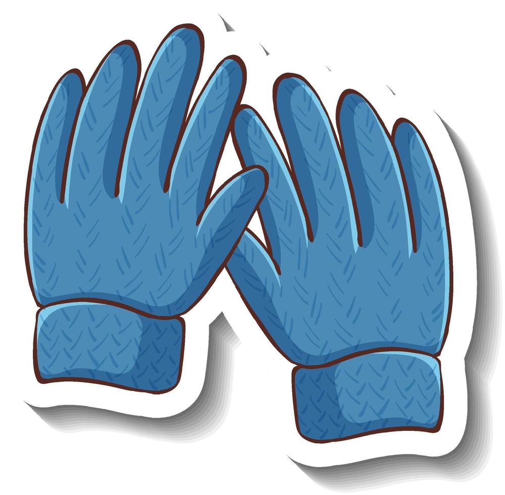 A sticker template with blue gloves isolated vector