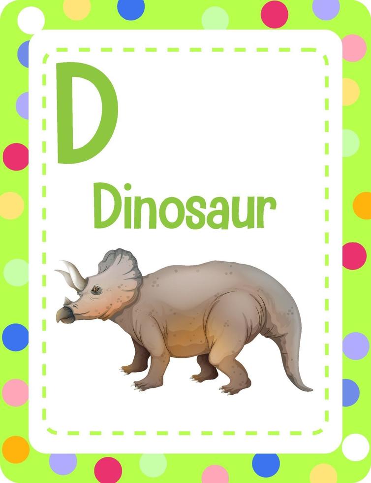 Alphabet flashcard with letter D for Dinosaur vector