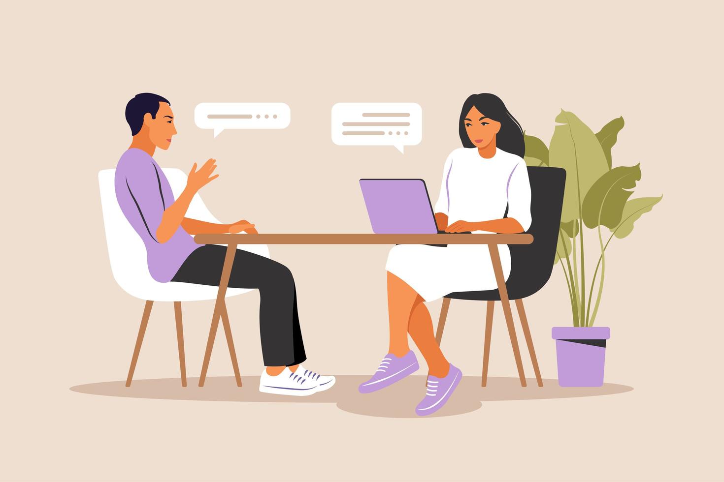 Job interview conversation. Hr manager and job candidate. vector