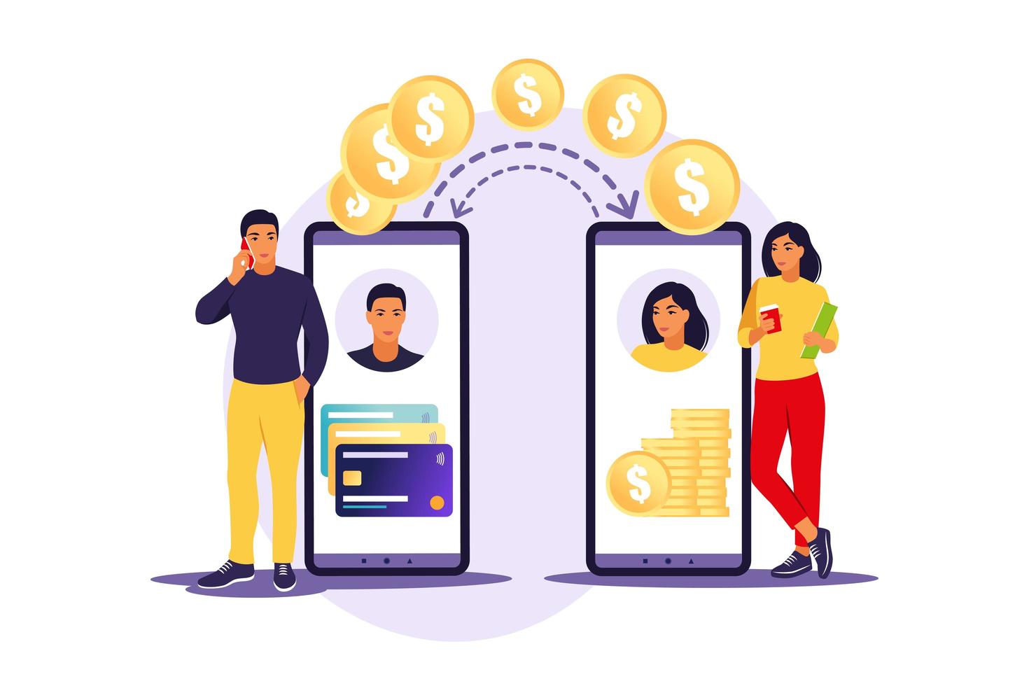 Online, transaction, banking, finance and digital technology concept. vector