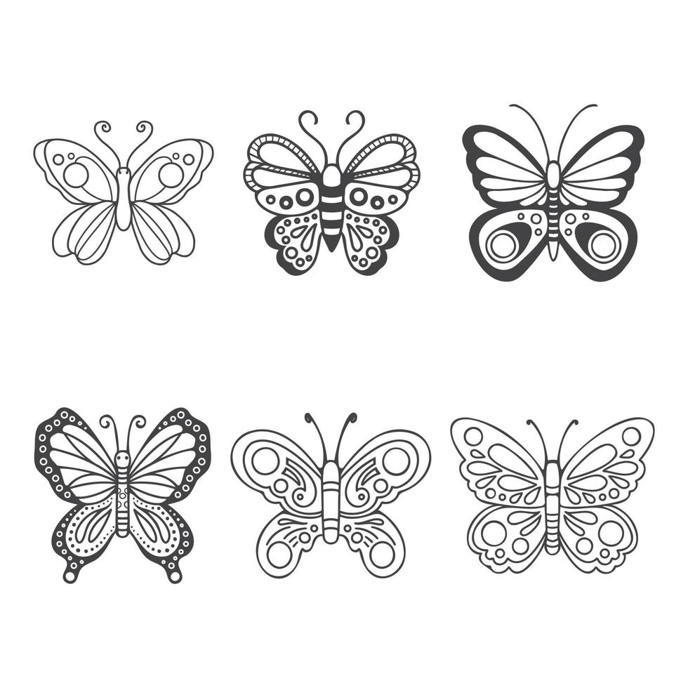 vector isolated set of butterflies