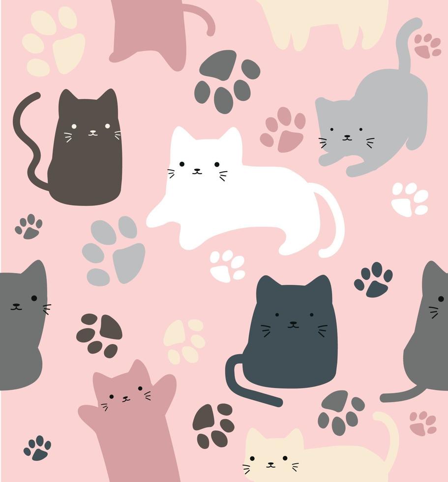 gatos lindos doodle en patrones sin fisuras de diferentes estilos vector