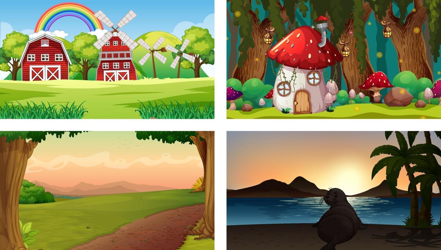 Four nature different scenes vector