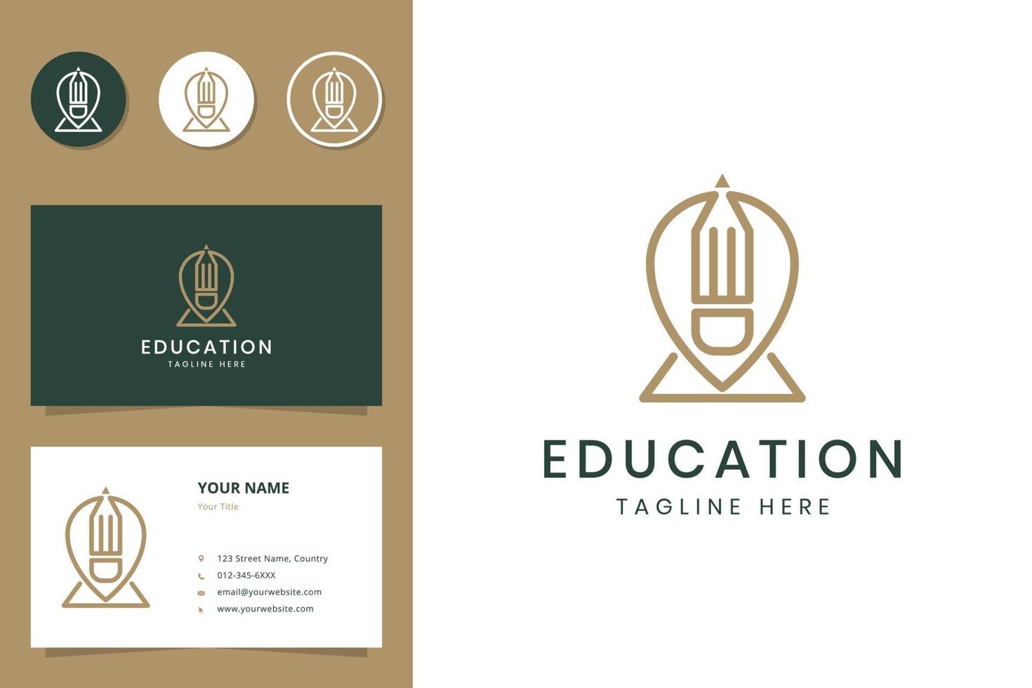 pin and pencil line art logo design and business card vector