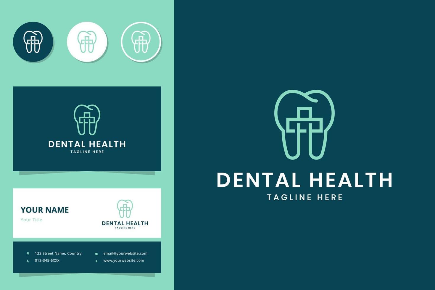 dental health line art logo design vector