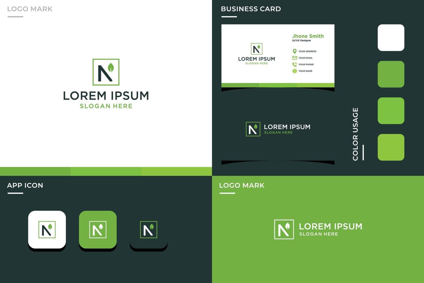letter N with leaves. icon for business luxury, elegant, simple. vector