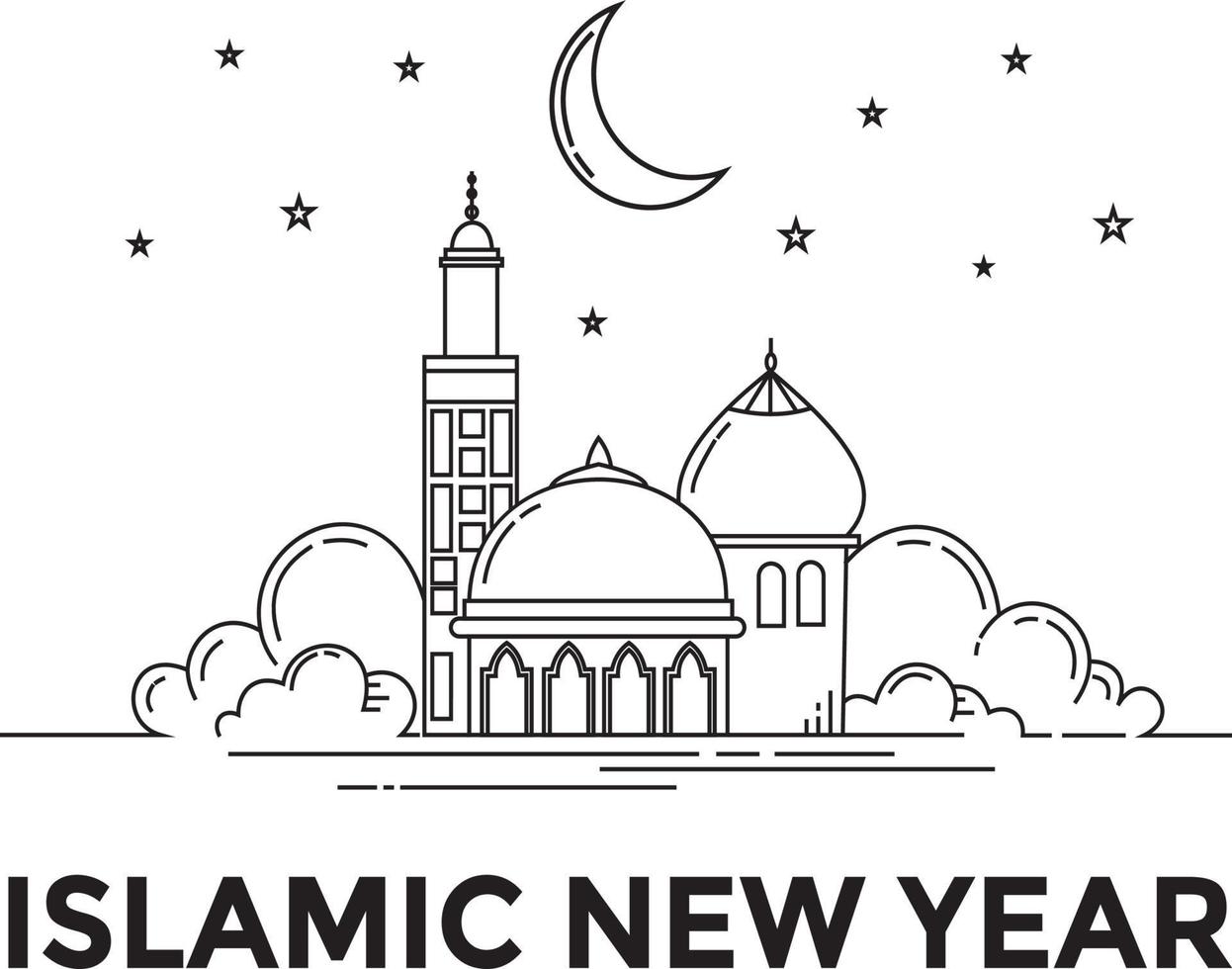 Monoline design style of islamic new year 2021 vector