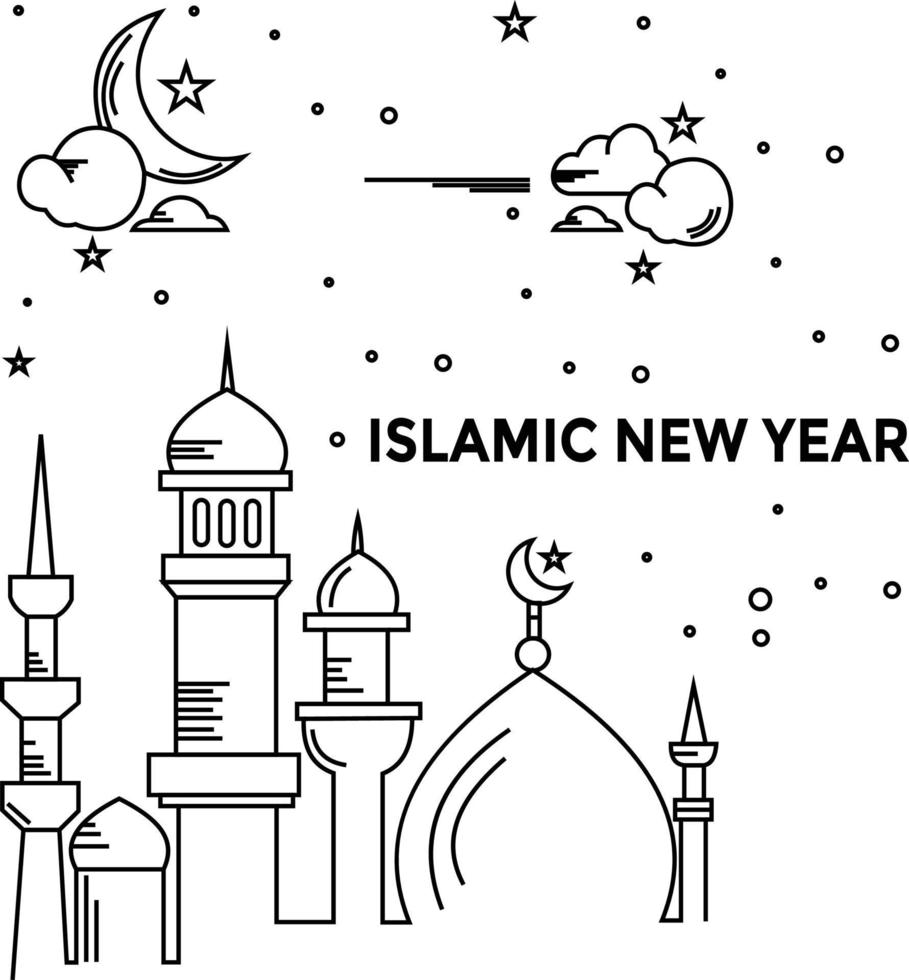 Monoline design style of islamic new year 2021 vector