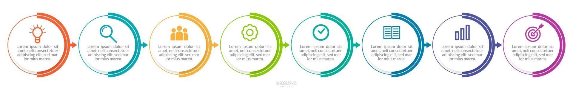 Timeline Chart Infographic Template with 8 Options for Presentations vector