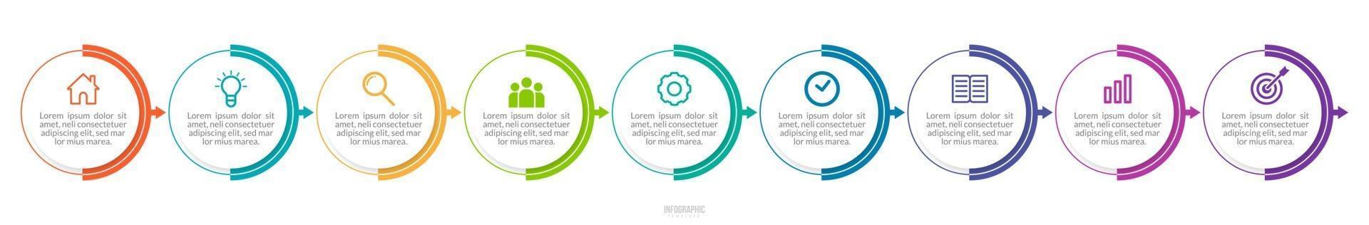 Minimal 9 Steps Business Infographics template vector