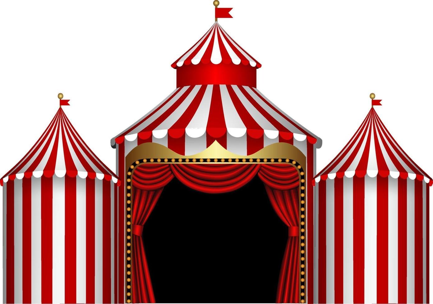 isolated circus stage with red and white stripes and red curtain vector