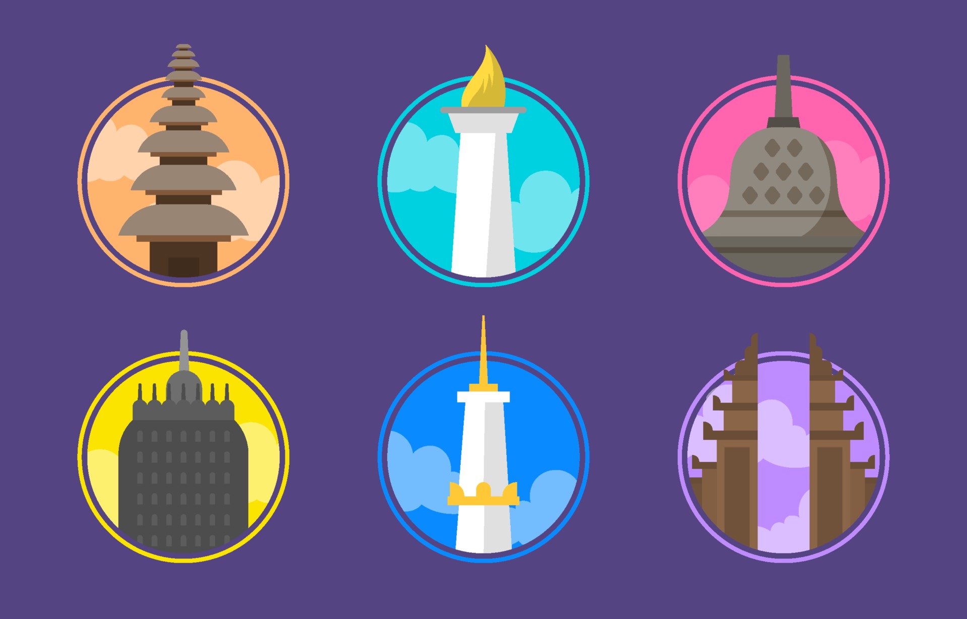 Indonesia Landmark Icon Collection 3032287 Vector Art at Vecteezy